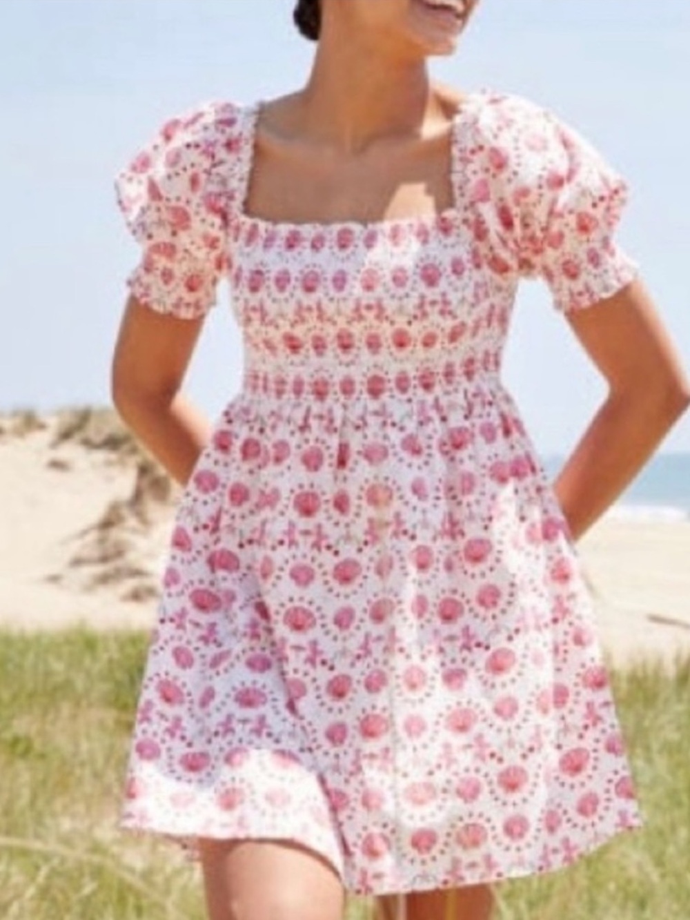 Hill House Pink Mermaid Shell Athena Puff-Sleeve Dress Size XS